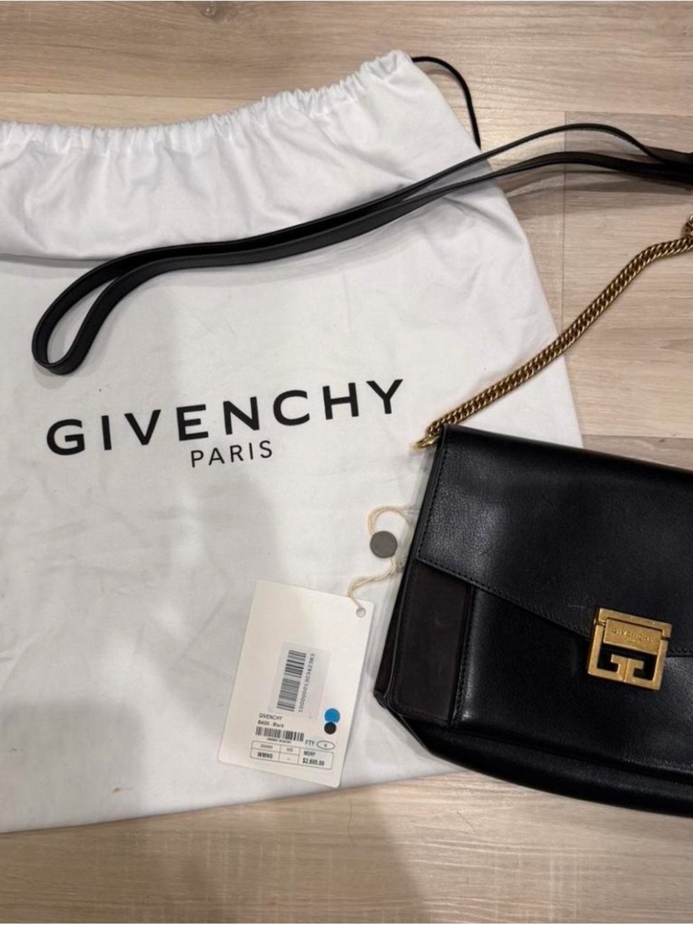 Givenchy Black Leather GV Small Chain Crossbody
